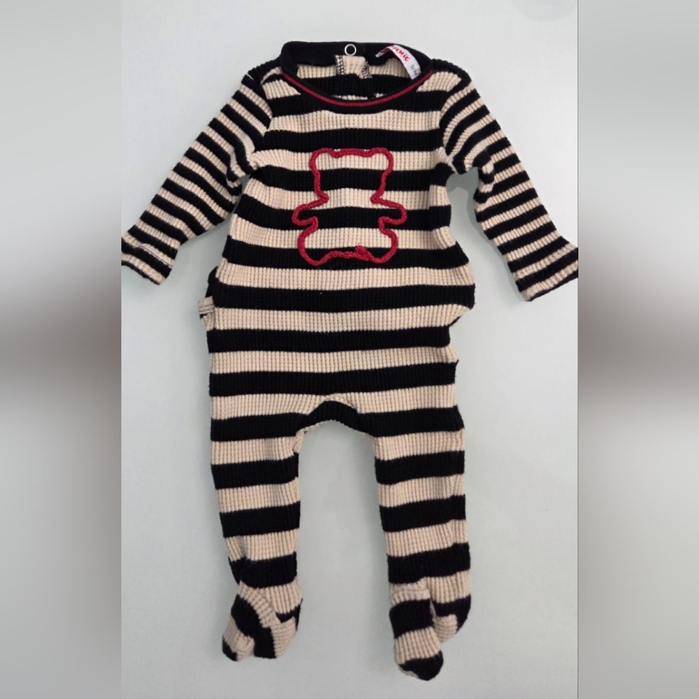 Striped Black and Cream Kids One Piece